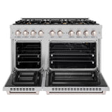 ZLINE 48 in. 6.7 cu. ft. Select Double Oven Gas Range in DuraSnow' Stainless Steel with 8 Brass Burners (HGRS-BR-48)