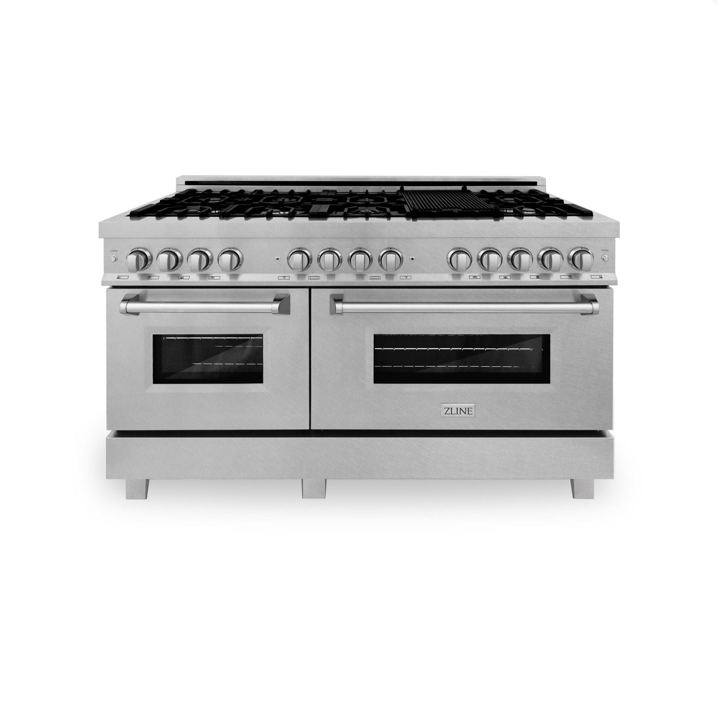 ZLINE 60 in. 7.4 cu. ft. Dual Fuel Range with Gas Stove and Electric Oven in DuraSnow Stainless Steel and Colored Door Options (RAS-60) [Color: DuraSnow Stainless Steel with Blue Gloss Door]