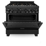 ZLINE 36" 4.6 cu. ft. Range with Gas Stove and Gas Oven in Black Stainless Steel with Brass Burners (RGB-BR-36)