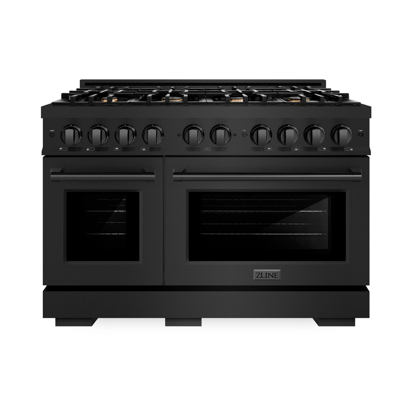 ZLINE 48 in. 6.7 cu. ft. Select Double Oven Dual Fuel Range in Black Stainless Steel with 8 Brass Burners (HDRB-BR-48)