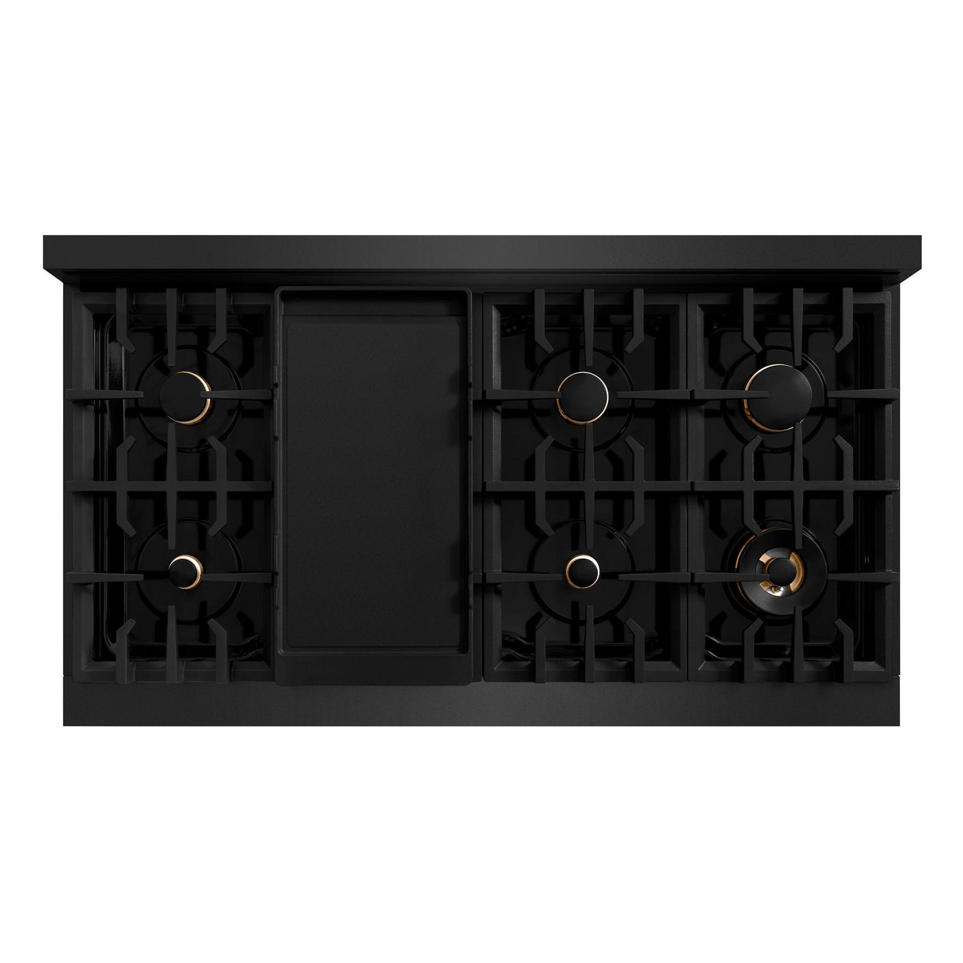 ZLINE Autograph Edition 48 in. 6.7 cu. ft. Classic Double Oven Gas Range with 8 Burner Cooktop in Black Stainless Steel and Champagne Bronze Accents (CGRBZ-48-CB)