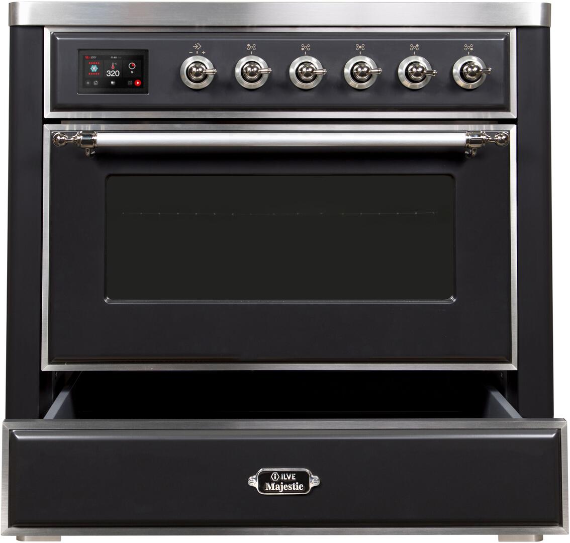 Majestic II 36 Inch Electric Freestanding Range in Matte Graphite with Chrome Trim