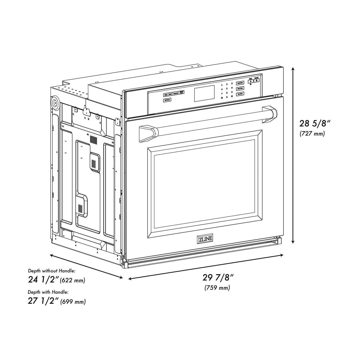 ZLINE 30 in. Autograph Edition Professional True Convection Single Wall Oven with Air Fry and Self Clean in DuraSnow' Stainless Steel with Polished Gold Handle (WASSZ-30-G)