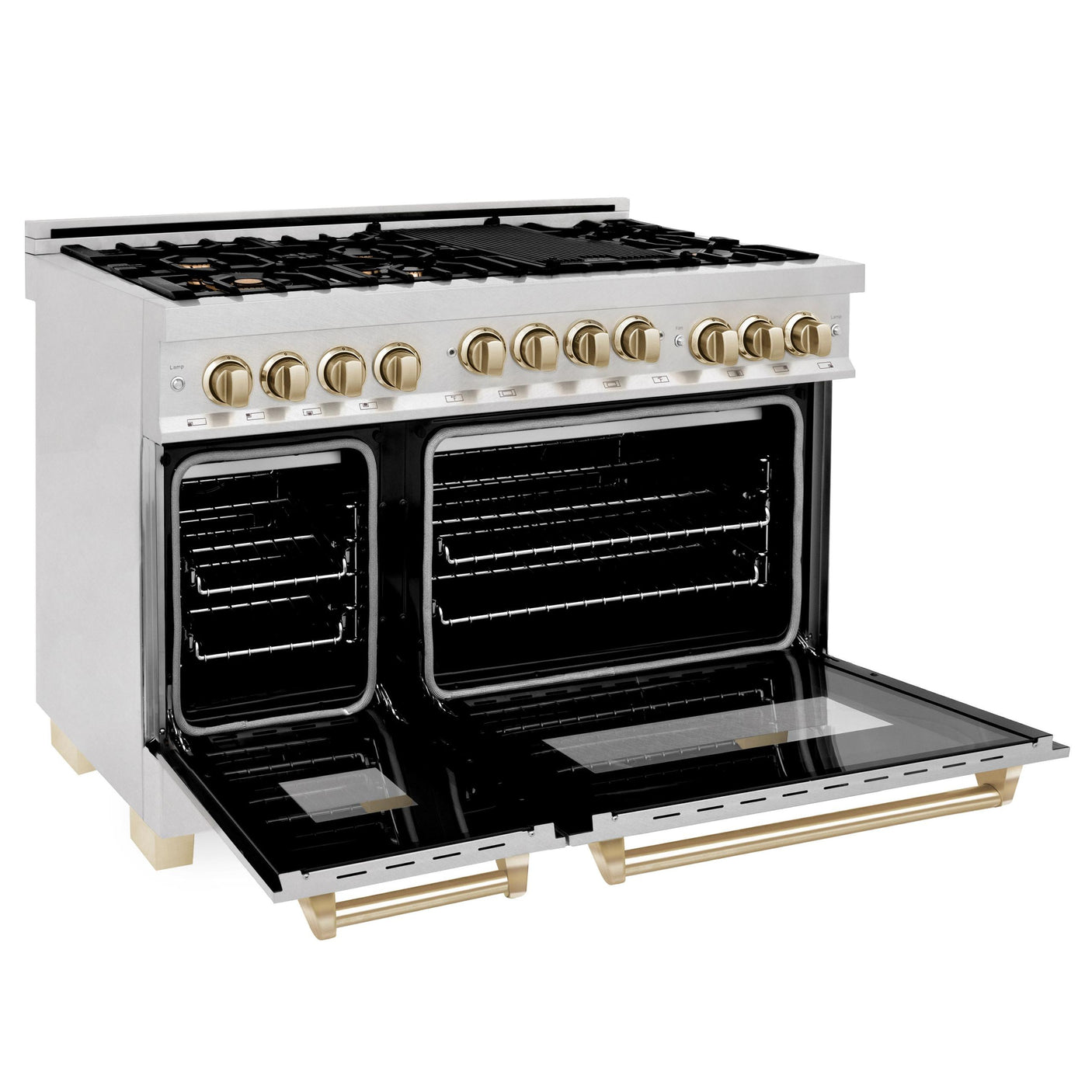 ZLINE Autograph Edition 48" 6.0 cu. ft. Range with Gas Stove and Gas Oven in DuraSnow Stainless Steel with Accents (RGSZ-SN-48) [Color: Champagne Bronze]