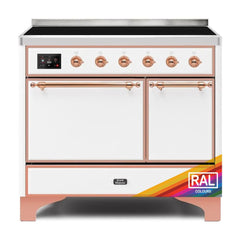 ILVE Majestic II 40 UMDI10QNS3RAP Freestanding Electric Range with Induction Double Oven with Solid Door in RAL Color with Copper knobs