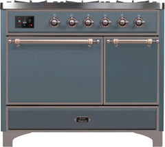 Majestic II 40 Inch Dual Fuel Natural Gas Freestanding Range in Blue Grey with Bronze Trim