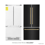 ZLINE 36" Autograph Edition 19.6 cu. ft. Built-in 3-Door French Door Refrigerator with Internal Water and Ice Dispenser in Black Stainless Steel with Champagne Bronze Accents (RBIVZ-BS-36-CB)