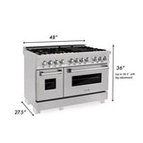 ZLINE 48 in. DuraSnow Stainless Steel 6.0 cu.ft. 7 Gas Burner/Electric Oven Range with Color Door Options (RAS-SN-48) [Color: Blue Gloss]