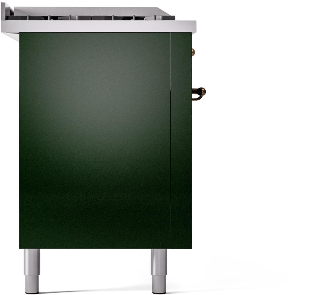 Nostalgie II 60 Inch Dual Fuel Natural Gas Freestanding Range in Emerald Green with Bronze Trim