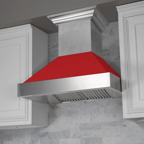 ZLINE Ducted DuraSnow Stainless Steel Range Hood with Red Matte Shell (8654RM)