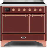 Majestic II 40 Inch Electric Freestanding Range in Burgundy with Copper Trim