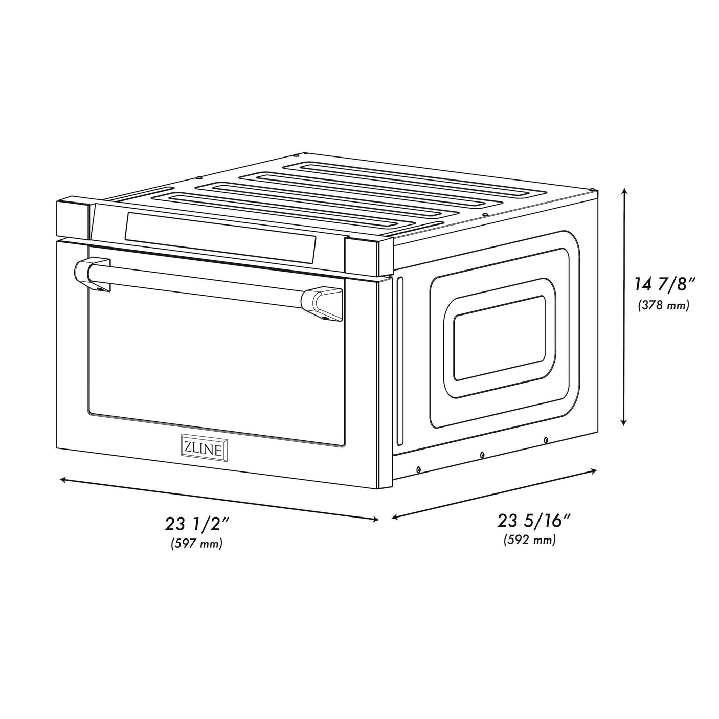 ZLINE Autograph Edition 24" 1.2 cu. ft. Built-in Microwave Drawer with Traditional Handle in DuraSnow and Matte Black (MWDZ-1-SS-H-MB)