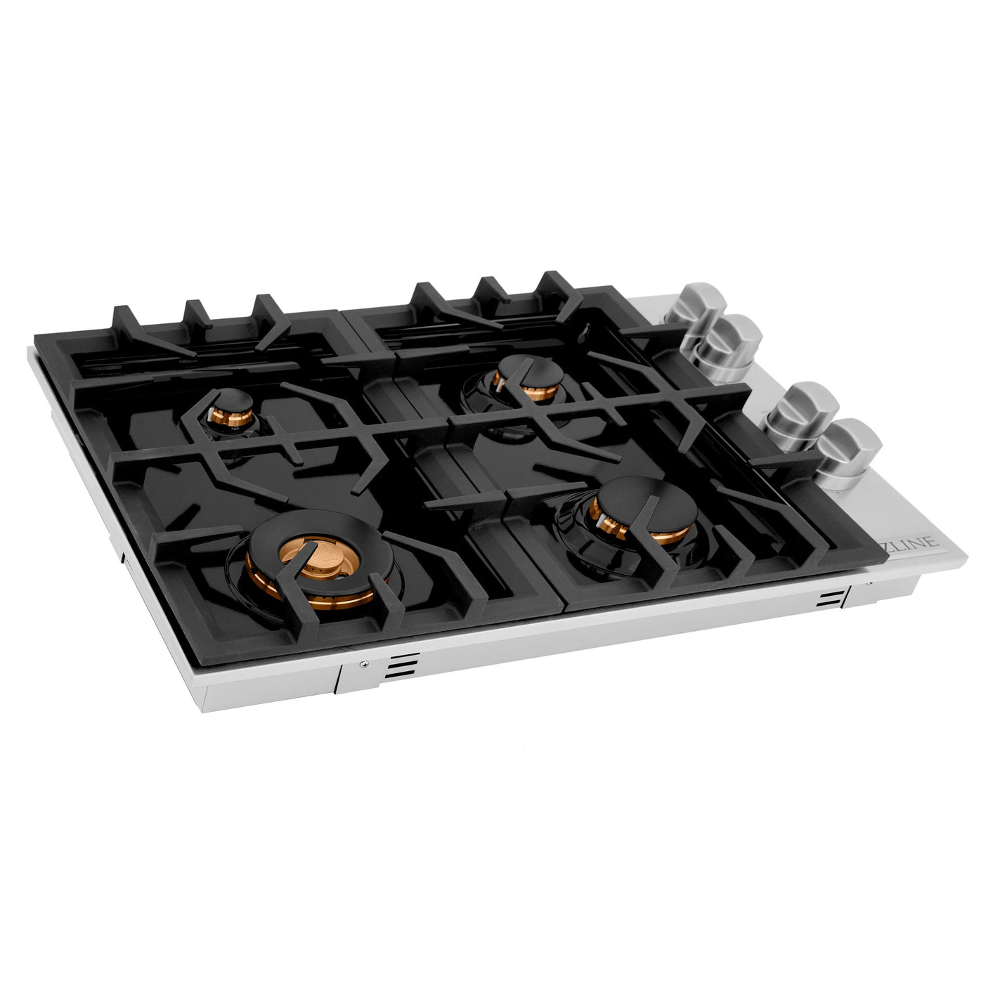 ZLINE 30" Gas Cooktop with 4 Gas Brass Burners and Black Porcelain Top (RC-BR-30-PBT)