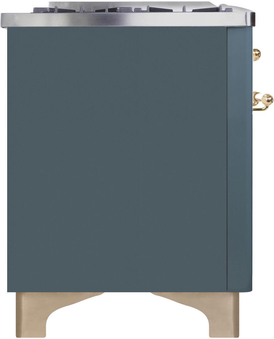 Majestic II 40 Inch Dual Fuel Liquid Propane Freestanding Range in Blue Grey with Brass Trim