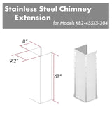 ZLINE 61" DuraSnow Stainless Steel Extended Chimney and Crown (KB2-4SSXS-36-304-E)