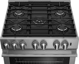 30in Gas 5 Burner range with 5.7 cu ft self clean oven, slide-in style