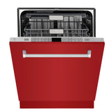 ZLINE 24" Monument Series 3rd Rack Top Touch Control Dishwasher with Stainless Steel Tub, 45dBa (DWMT-24) [Color: Red Matte]