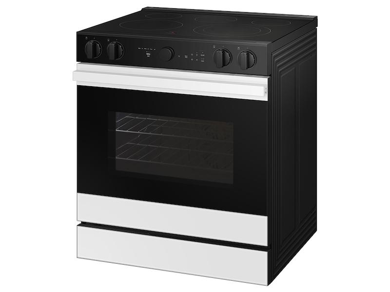 Bespoke 6.3 cu. ft. Smart Slide-In Electric Range with Smart Oven Camera & Illuminated Precision Knobs in White Glass