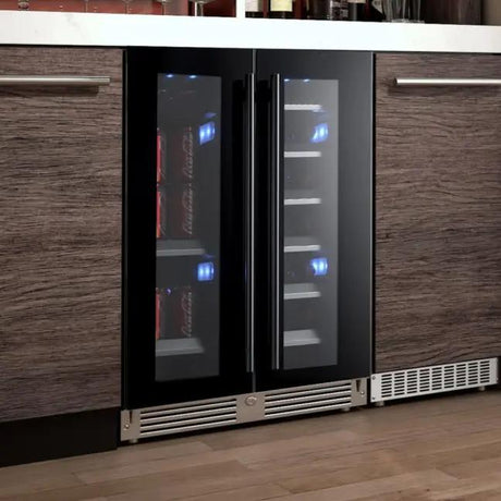 24" Beverage/Wine Double Door Black Stainless