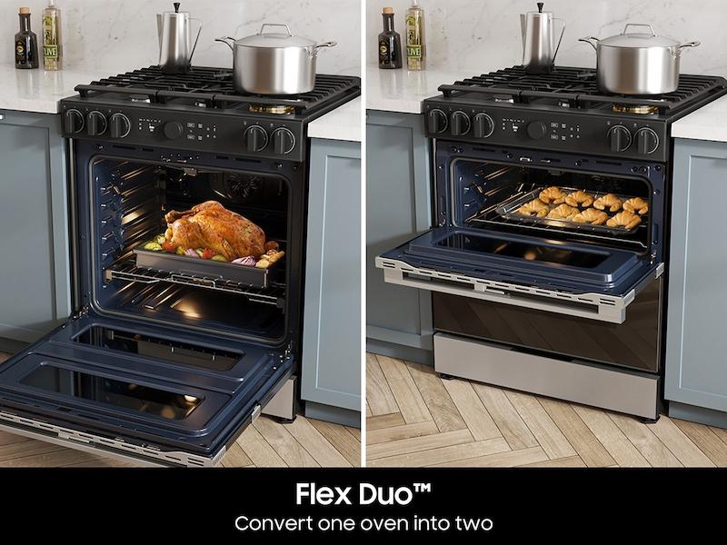 Bespoke Smart Slide-In Dual Fuel Range 6.3 cu. ft. with Flex Duo™ & Illuminated Precision Knobs in Stainless Steel