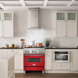 ZLINE 30 in. Dual Fuel Range with Gas Stove and Electric Oven in Stainless Steel (RA30) [Color: Red Matte]