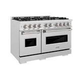 ZLINE 48 in. 6.7 cu. ft. Classic Double Oven Dual Fuel Range in DuraSnow' Stainless Steel with 8 Brass Burners (CDRS-BR-48)