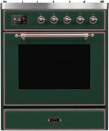 Majestic II 30 Inch Dual Fuel Natural Gas Freestanding Range in Emerald Green with Bronze Trim