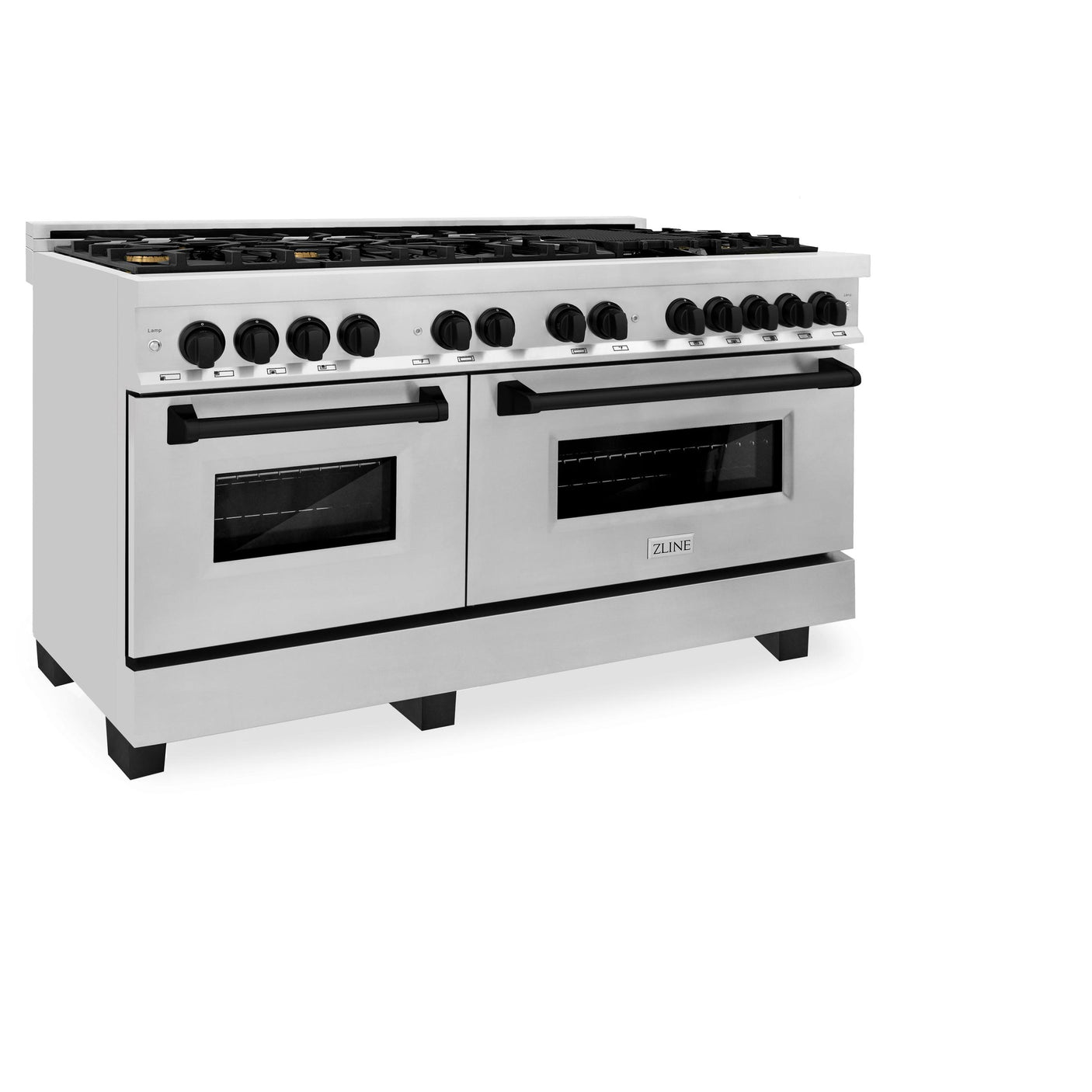 ZLINE Autograph Edition 60" 7.4 cu. ft. Dual Fuel Range with Gas Stove and Electric Oven in Stainless Steel with Accents (RAZ-60) [Color: Matte Black]