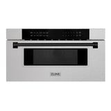 ZLINE Autograph Edition 30" 1.2 cu. ft. Built-In Microwave Drawer in DuraSnow Stainless Steel with Accents (MWDZ-30-SS) [Color: Matte Black]