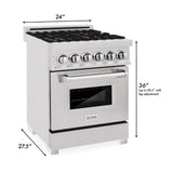 ZLINE 24 in. Professional Dual Fuel Range in DuraSnow Stainless Steel with Color Door Options (RAS-SN-24) [Color: Blue Gloss]