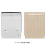 ZLINE Autograph Edition 24" Monument Series 3rd Rack Top Touch Control Tall Tub Dishwasher in Custom Panel Ready with Polished Gold Handle, 45dBa (DWMTZ-24-G)