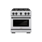 ZLINE Autograph Edition 30 in. 4.2 cu. ft. Select Gas Range with 4 Burner Cooktop and Convection Gas Oven in Stainless Steel and Matte Black Accents (HGRZ-30-MB)