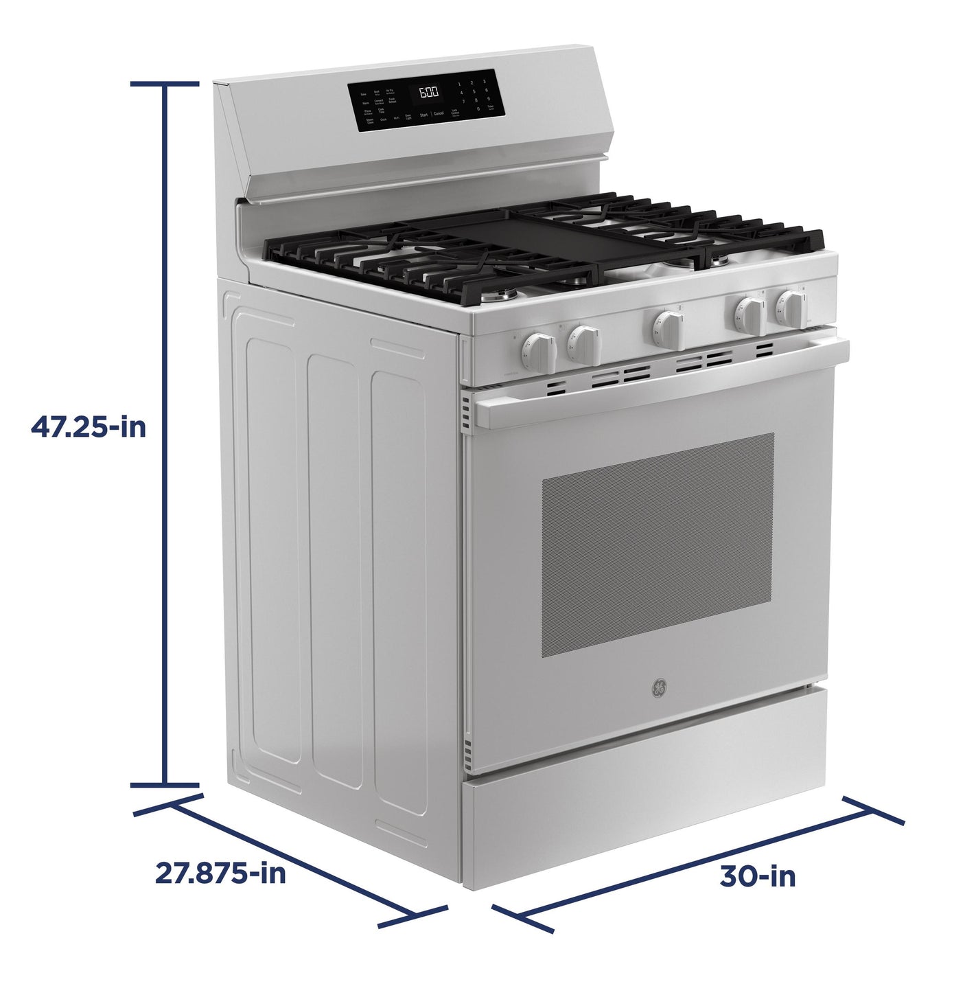 GE® 30" Free-Standing Gas Convection Range with No Preheat Air Fry and EasyWash™ Oven Tray