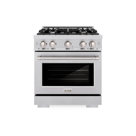 ZLINE 30 in. 4.2 cu. ft. Select Gas Range with 4 Burner Cooktop and Convection Gas Oven in DuraSnow' Stainless Steel (HGRS-30)