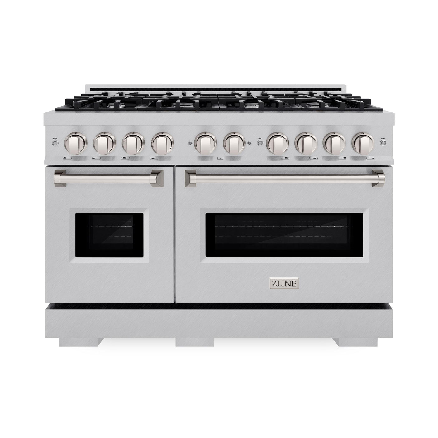 ZLINE 48 in. 6.7 cu. ft. Classic Double Oven Gas Range with 8 Burner Cooktop in DuraSnow' Stainless Steel (CGRS-48)