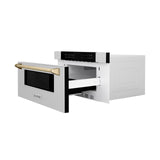 ZLINE Autograph Edition 30" 1.2 cu. ft. Built-In Microwave Drawer in DuraSnow Stainless Steel with Accents (MWDZ-30-SS) [Color: Gold]