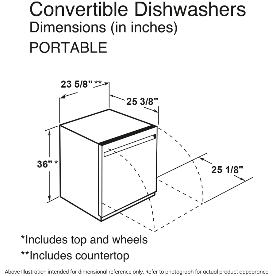 GE® ENERGY STAR® 24" Stainless Steel Interior Portable Dishwasher with Sanitize Cycle