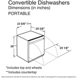 GE® ENERGY STAR® 24" Stainless Steel Interior Portable Dishwasher with Sanitize Cycle