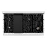 ZLINE Autograph Edition 48 in. 6.7 cu. ft. Classic Double Oven Dual Fuel Range with 8 Burner Gas Cooktop in DuraSnow' Stainless Steel and Polished Gold Accents (CDRSZ-48-G)