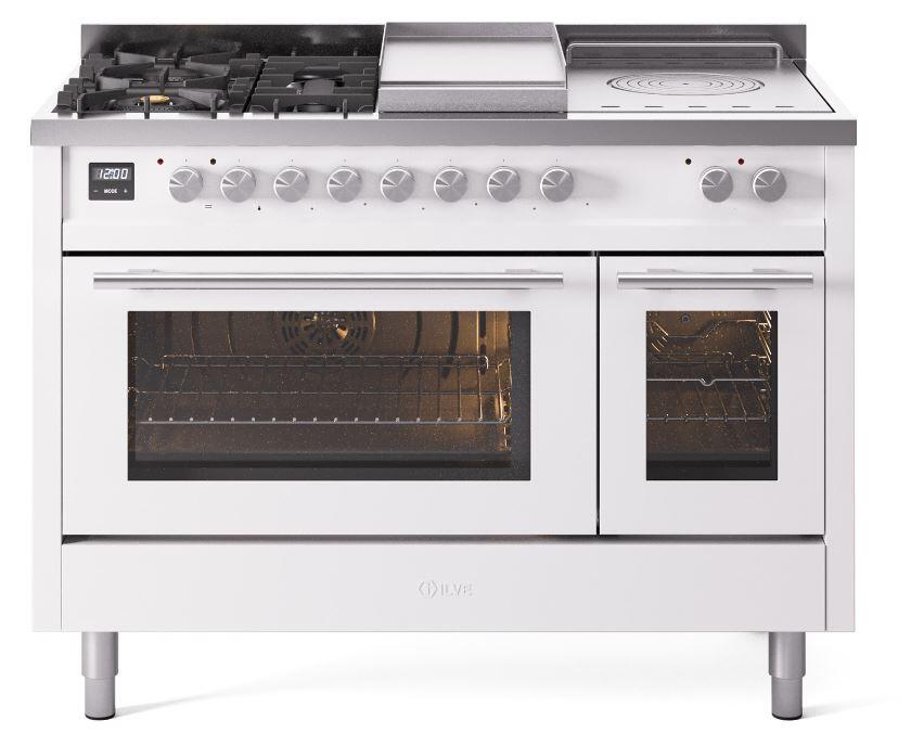 Professional Plus II 48 Inch Dual Fuel Liquid Propane Freestanding Range in White with Trim