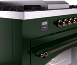 Nostalgie II 60 Inch Dual Fuel Liquid Propane Freestanding Range in Emerald Green with Bronze Trim