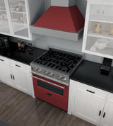 ZLINE 30 in. 4.0 cu. ft. Dual Fuel Range with Gas Stove and Electric Oven in All DuraSnow Stainless Steel with Color Door Options (RAS-SN-30) [Color: Red Gloss]