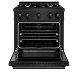 ZLINE 30 in. 4.2 cu. ft. Select Gas Range with 4 Burner Cooktop and Convection Gas Oven in Black Stainless Steel (HGRB-30)