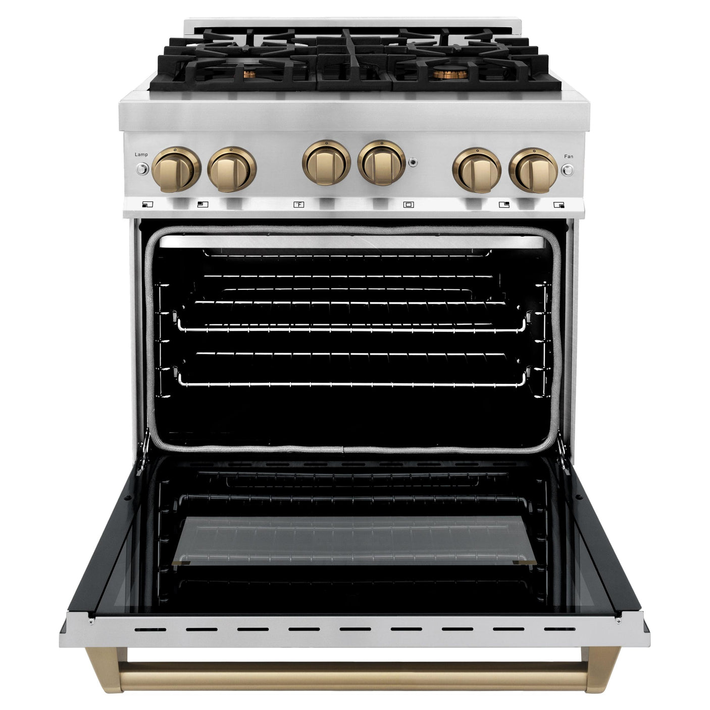 ZLINE Autograph Edition 30" 4.0 cu. ft. Range with Gas Stove and Gas Oven in Stainless Steel with Accents (RGZ-30) [Color: Champagne Bronze]