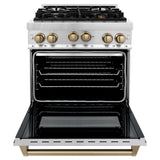 ZLINE Autograph Edition 30" 4.0 cu. ft. Range with Gas Stove and Gas Oven in Stainless Steel with Accents (RGZ-30) [Color: Champagne Bronze]