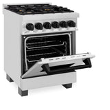 ZLINE Autograph Edition 24 in. 2.8 cu. ft. Dual Fuel Range with Gas Stove and Electric Oven in Stainless Steel with Accents (RAZ-24) [Color: Matte Black Accents]