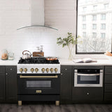 ZLINE Autograph Edition 36" 4.6 cu. ft. Dual Fuel Range with Gas Stove and Electric Oven in Stainless Steel with Black Matte Door and Champagne Bronze Accents (RAZ-BLM-36-CB)