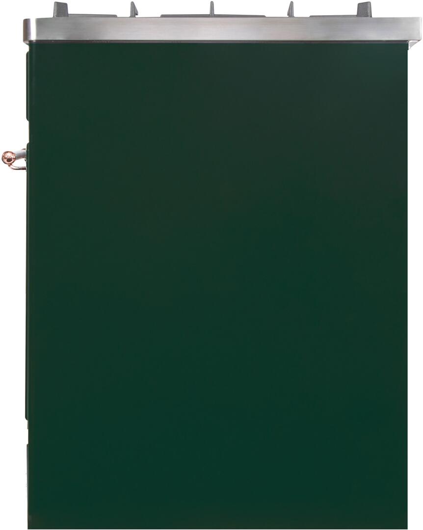 Majestic II 30 Inch Dual Fuel Natural Gas Freestanding Range in Emerald Green with Copper Trim