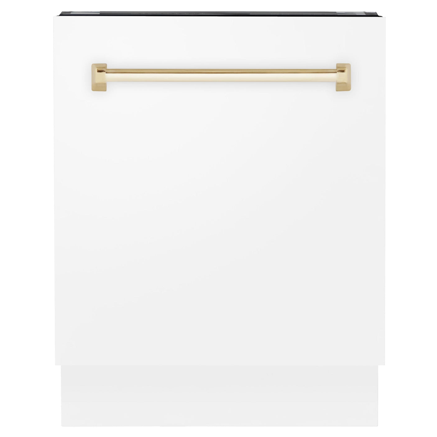 ZLINE Autograph Edition 24" 3rd Rack Top Control Tall Tub Dishwasher in White Matte with Accent Handle, 51dBa (DWVZ-WM-24) [Color: Champagne Bronze]