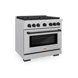 ZLINE Autograph Edition 36 in. 5.2 cu. ft. 6 Burner Gas Range with Convection Gas Oven in DuraSnow' Stainless Steel and Matte Black Accents (SGRSZ-36-MB)